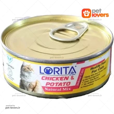 کنسرو گربه مدل نچرال طعم فیله مرغ و سیب زمینی لوریتا Lorita وزن 90 گرم