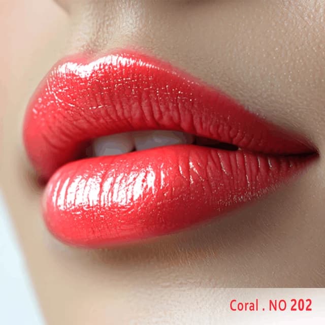 رژ لب مایع ابریشمی ساتین سرژه مرجانی صورتی با برق ملایم (Coral) کد 202 — تصویر ۶