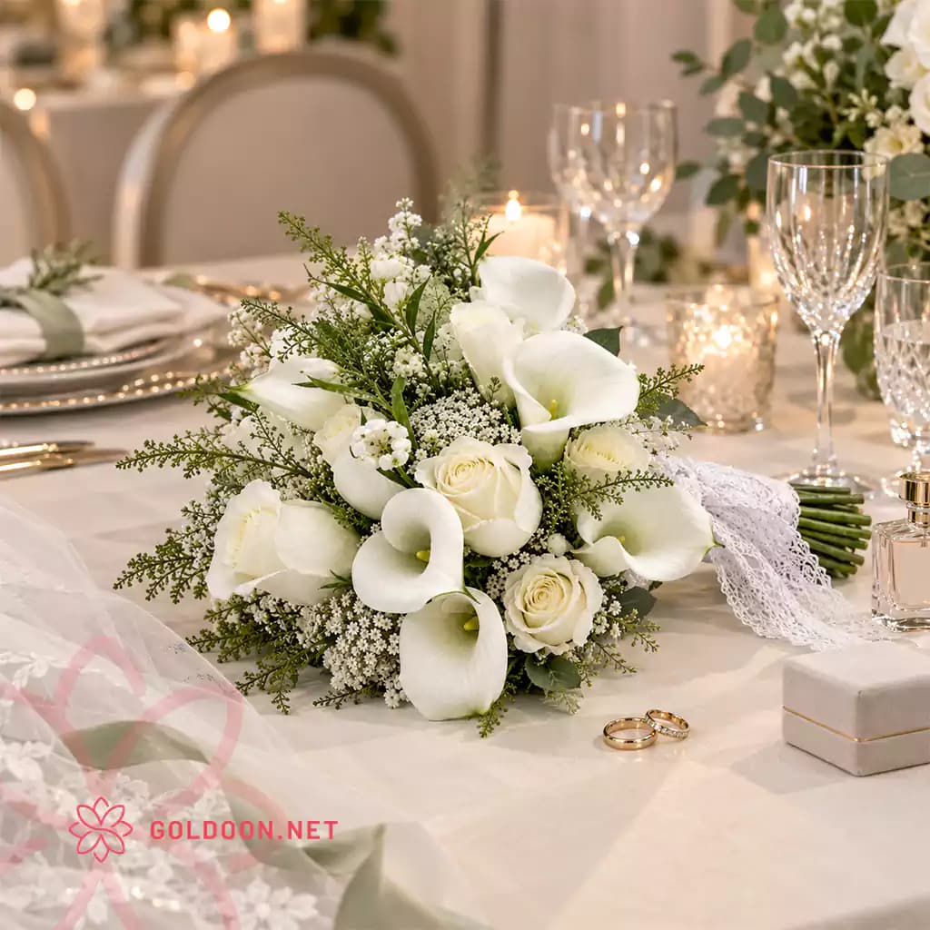 دسته گل عروس شیپوری کد 010 — تصویر ۶