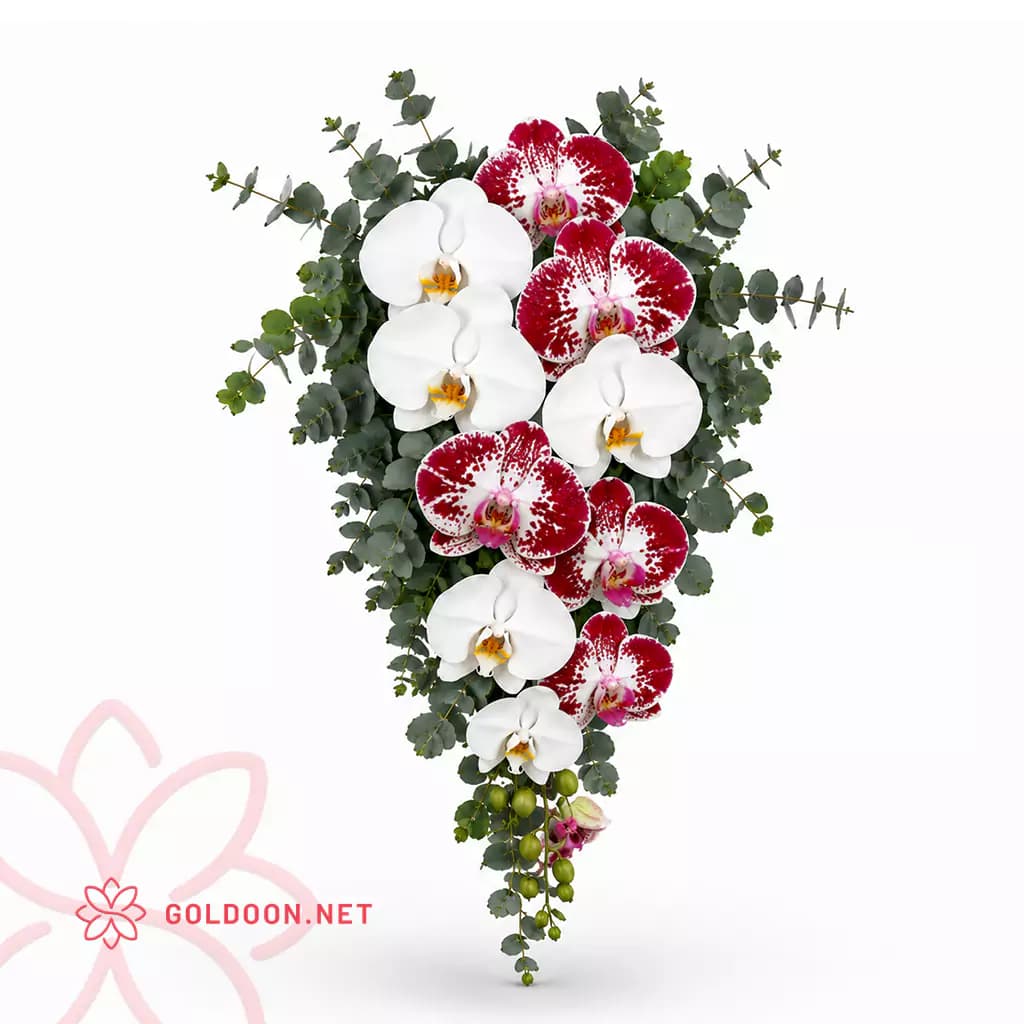 دسته گل عروس ارکیده آبشاری کد 008 — تصویر ۶