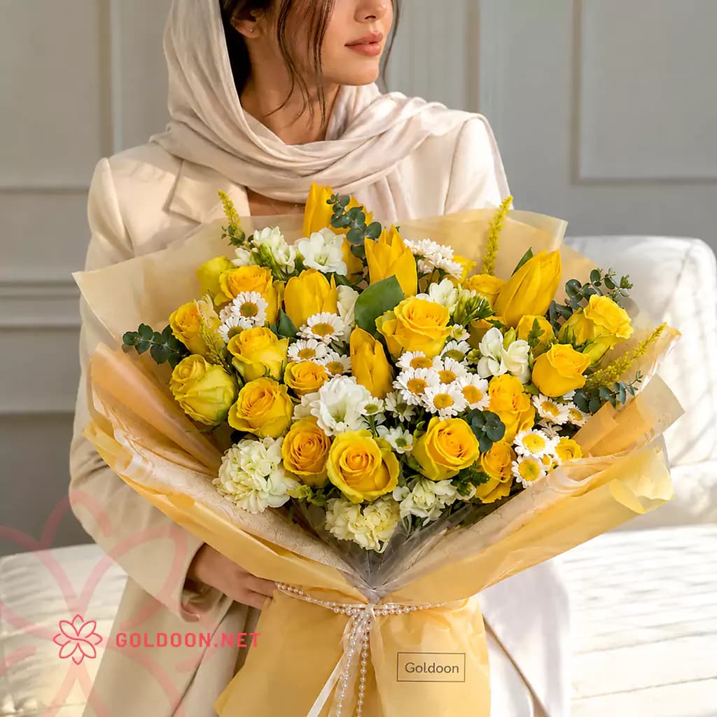 دسته گل زرد کد 009 — تصویر ۳