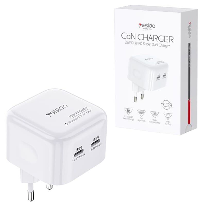 شارژر دیواری 35 وات یسیدو YC38 GaN QC PD 3A — تصویر ۹