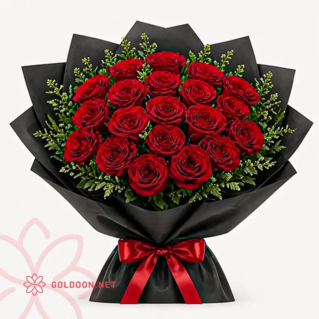 دسته گل رز قرمز کد 001