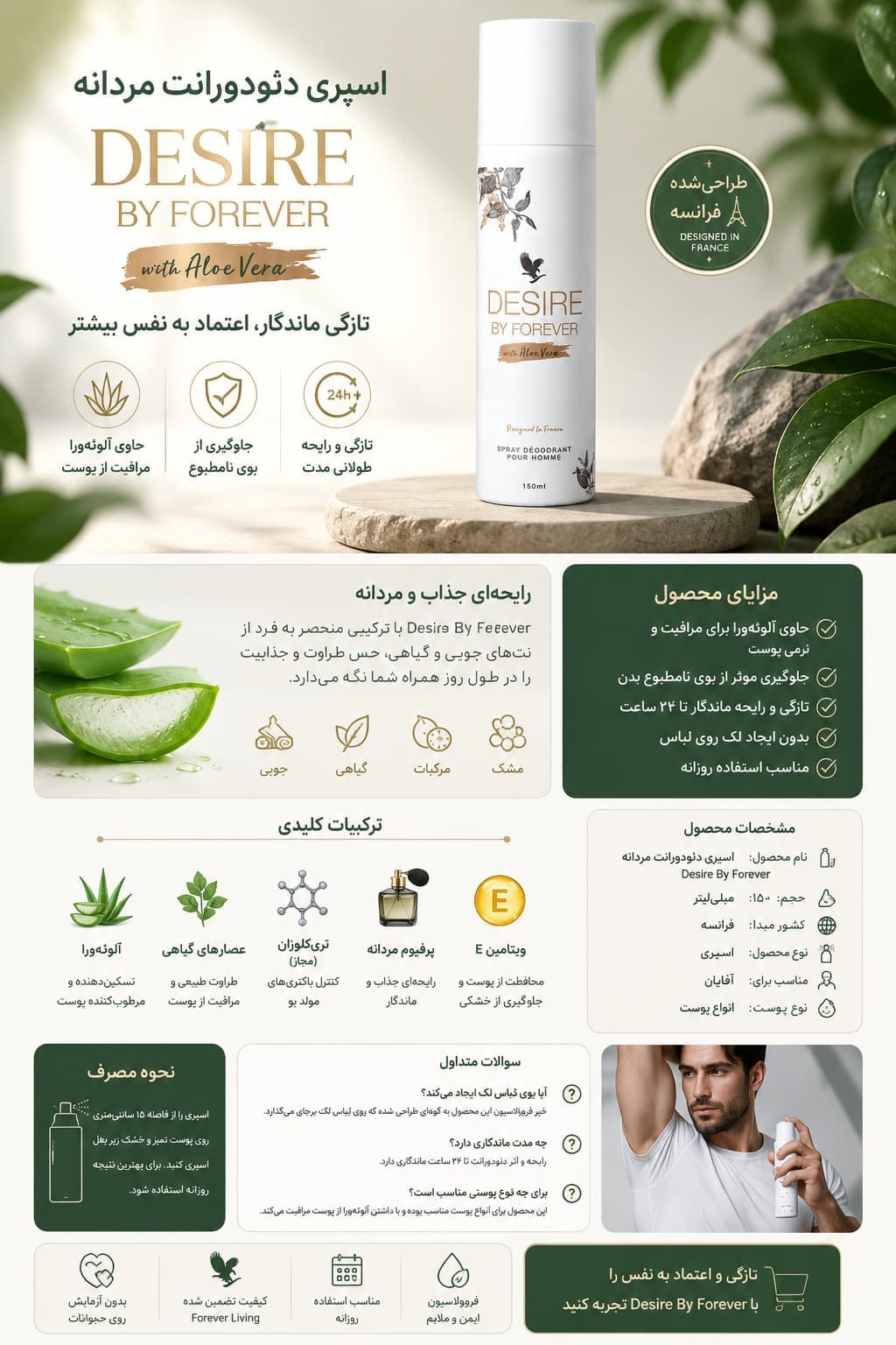 اسپری دئودورانت مردانه فوراور | DESIRE BY Forever — تصویر ۵