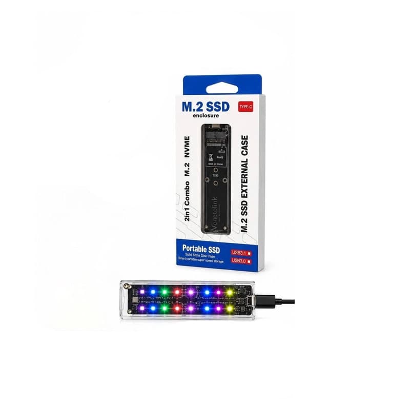 باکس هارد شفاف VENETOLINK M2 TYPE-C 3.1 2IN1 COMBO 2LED — تصویر ۲
