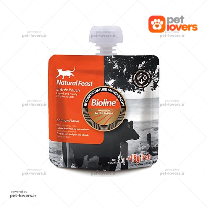 پودینگ مکمل غذایی گربه طعم ماهی سالمون بایولاین Bioline وزن 85 گرم — تصویر ۲