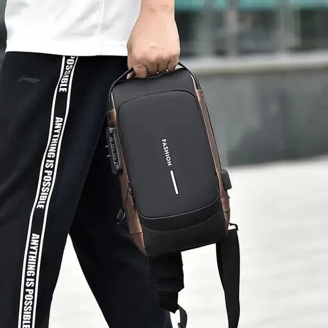 کیف کراس بادی مدل فشن|بگ رمز دار ضد آب با تبدیل usb طرح FASHOIN خارجی — تصویر ۸
