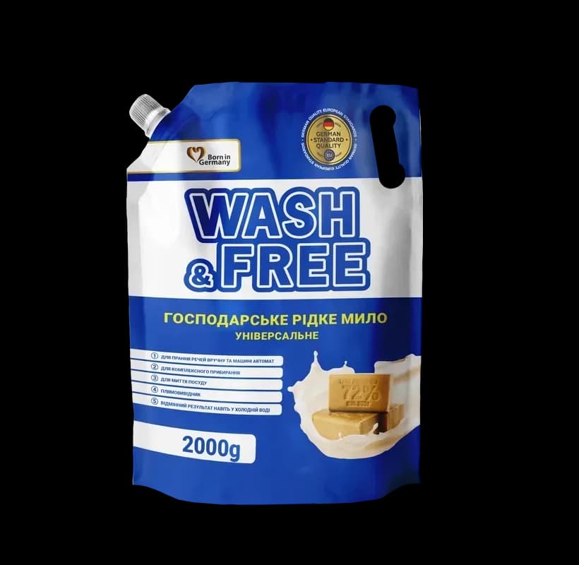 مایع صابون لباسشویی ۲ کیلوگرمی واش اند فری آلمان WASH&FREE — تصویر ۲