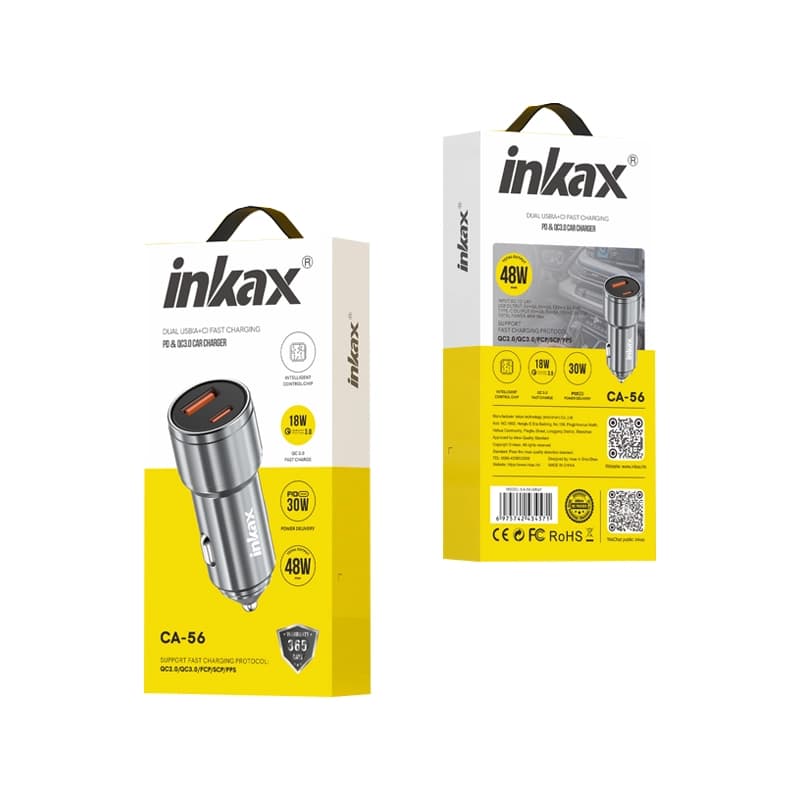 شارژر فندکی INKAX CA-56 2PORT PD QC3.0 48W — تصویر ۲