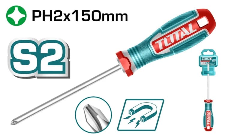 پیچ گوشتی توتال چهارسو 150 میلیمتری PH2 مدل TSDPH2150