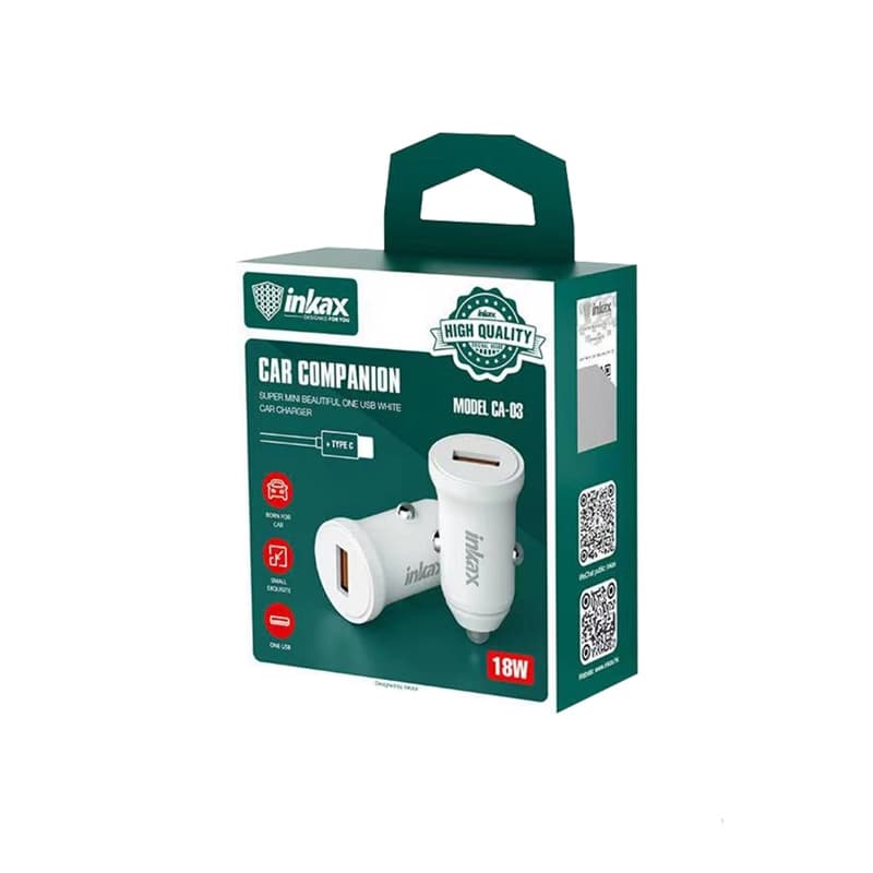 شارژر فندکی با کابل تایپ سی INKAX CA-03 18W — تصویر ۲