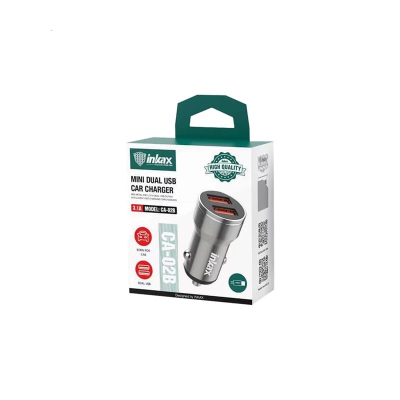 شارژر فندکی با کابل تایپ سی INKAX CA-02B 2PORT — تصویر ۲