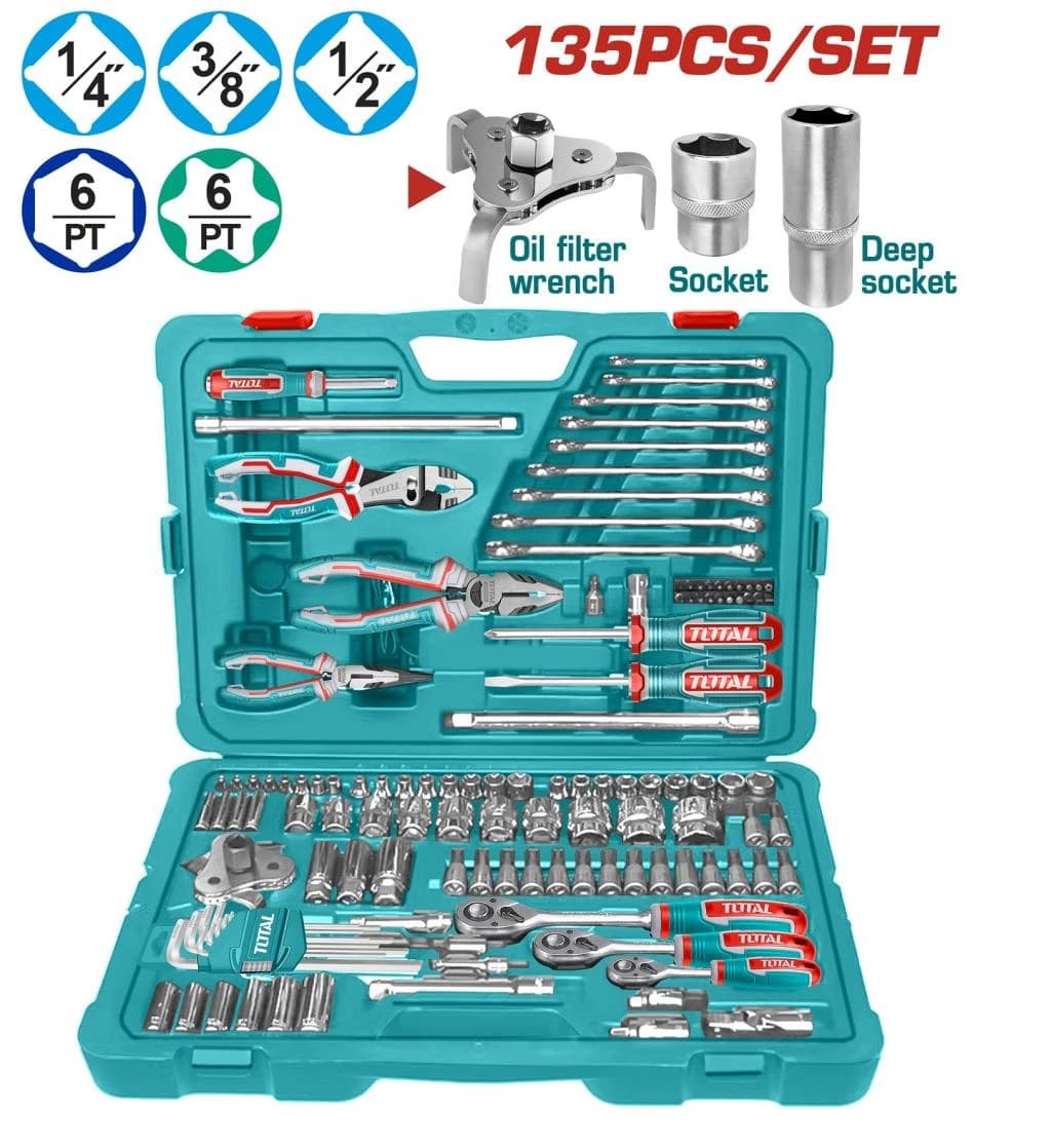 جعبه ابزار توتال 135 پارچه مدل THKTHP21356