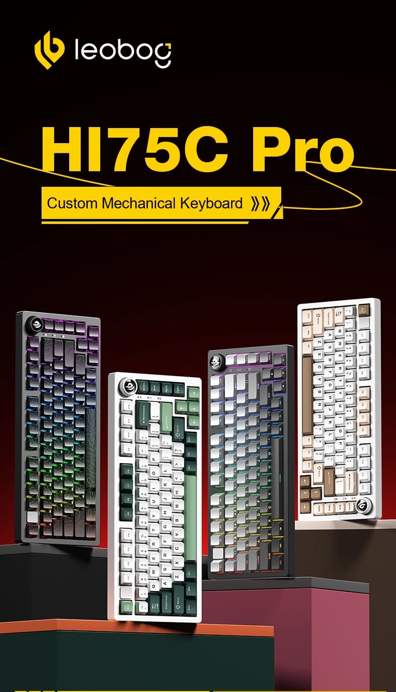 کیبورد بی سیم گیمینگ LEOBOG HI75 C PRO BLACK CONTOUR TURQUOISE SWITCH — تصویر ۶