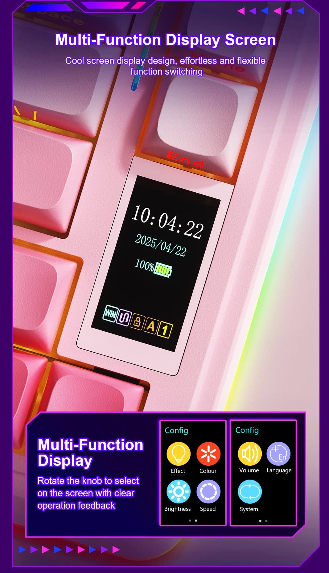 کیبورد بی سیم گیمینگ AULA S75 PRO GRADIENT GRAY SEIYA SWITCH — تصویر ۷
