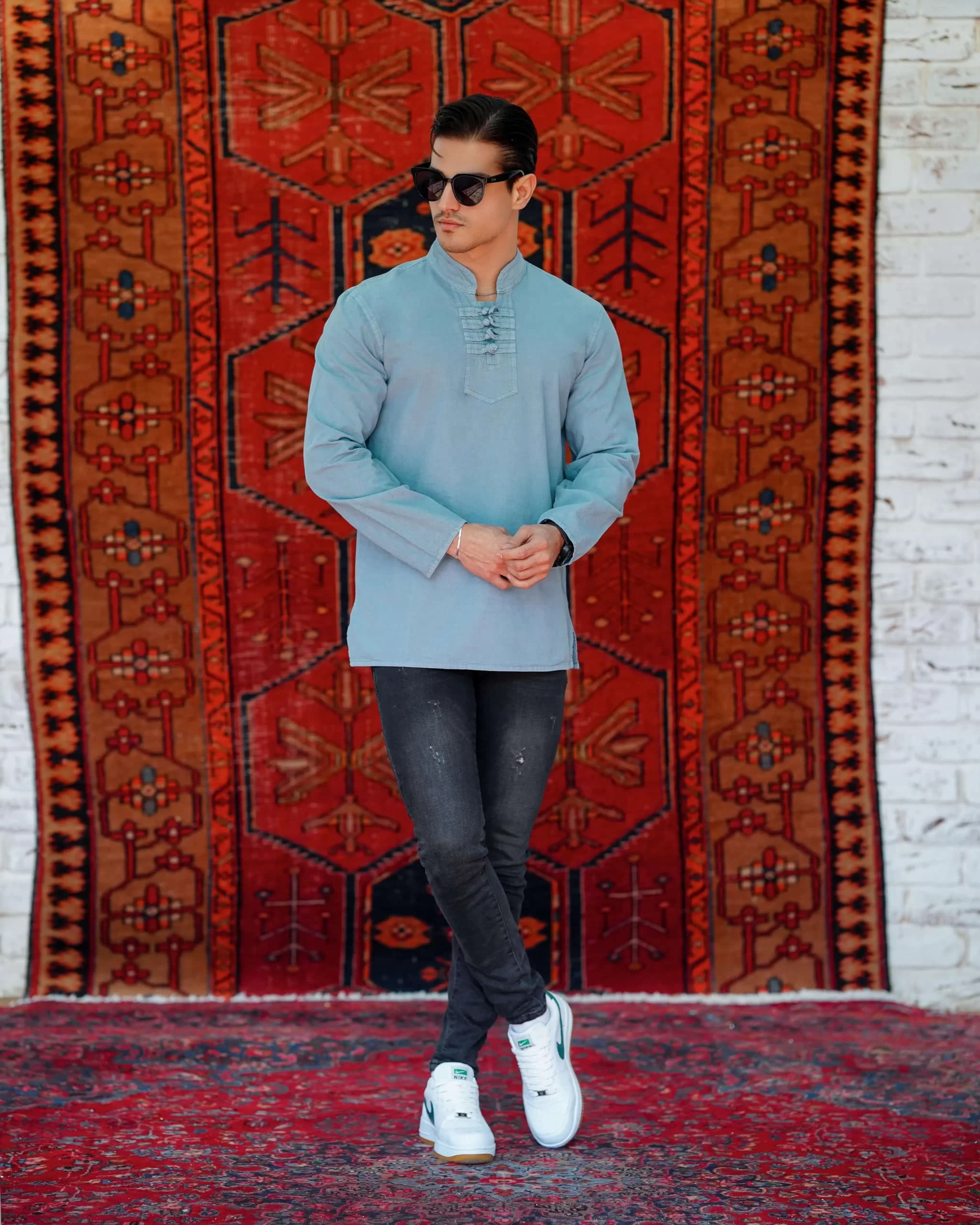 پیراهن الیاف طبیعی مردانه مدل گره ای – فیلی — تصویر ۲