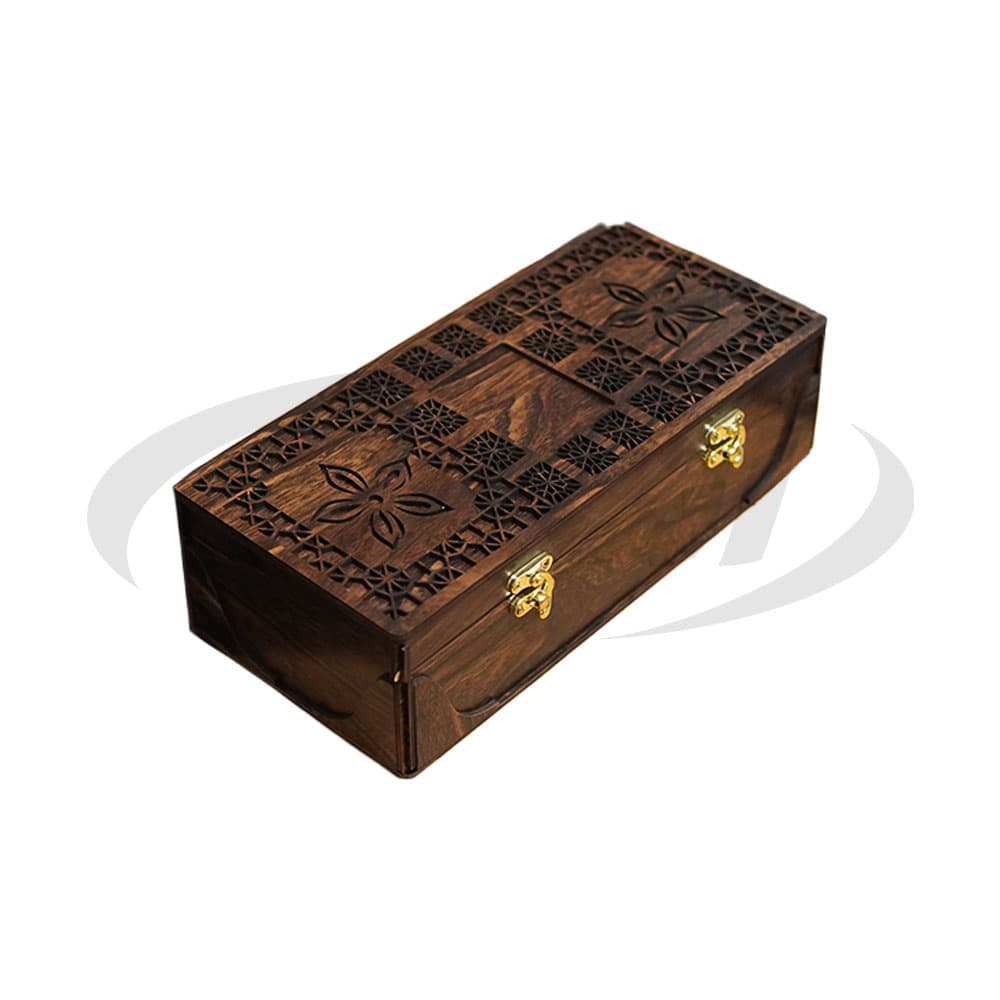 زعفران اصل ممتاز ۲ گرم – جعبه چوبی خاتم‌کاری + هاون هدیه — تصویر ۲