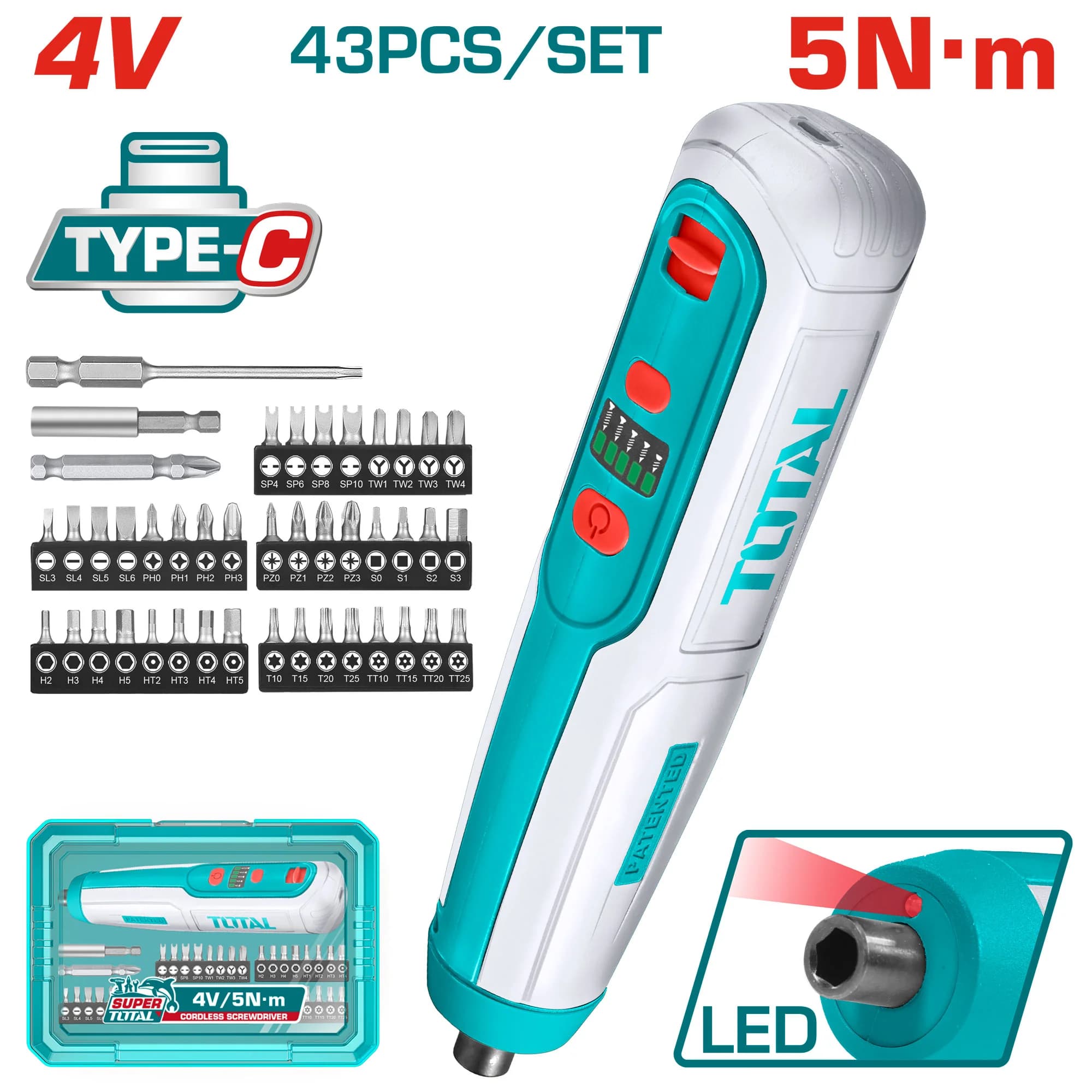 پیچگوشتی شارژی قلمی توتال مدل TSDLI04062 — تصویر ۳