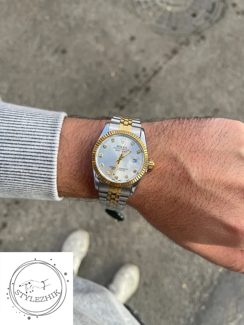 ساعت مردانه رولکس دیت جاست طلایی و نقرهای با صفحه سیلور | Rolex Datejust Men’s Two-Tone Silver Dial — تصویر ۶
