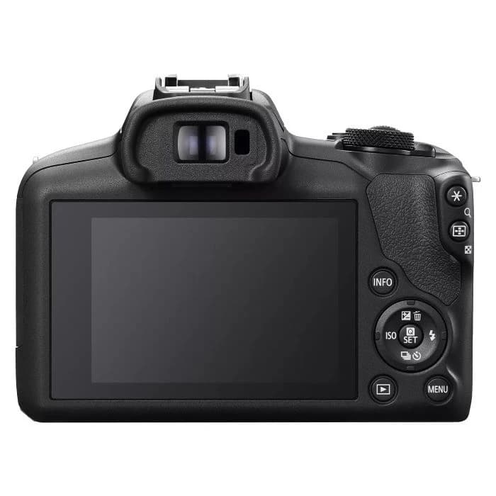 دوربین بدون آینه کانن کد EOS R100، حسگر APS-C با دقت موثر 24.1 مگاپیکسل، عکاسی پیاپی 6.5 فریم‌بر‌ثانیه، فیلم‌برداری با رزولوشن 4K UHD و Full HD، نمایشگر ثابت، همراه با لنز 18 – 45 میلی‌متری با ب — تصویر ۳