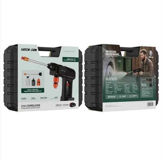 کارواش شارژی 21 ولت گرین لاین مدل Green Lion 21V Cordless Pressure Wash Gun — تصویر ۸