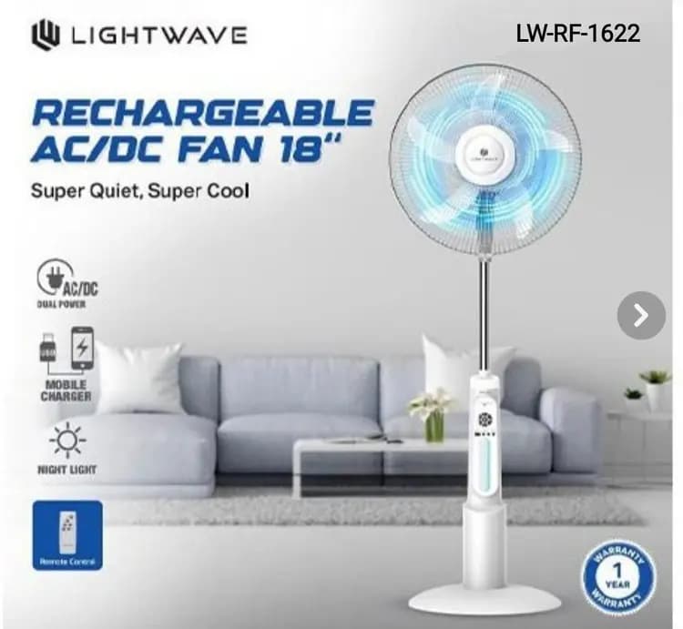 پنکه ایستاده شارژی لایت ویو مدل LW-RF-1622 — تصویر ۷