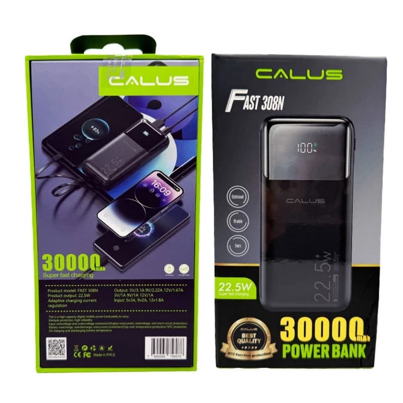 پاوربانک کالوس مدل FAST308N – ظرفیت 30000mAh با لامپ USB LED — تصویر ۱۲