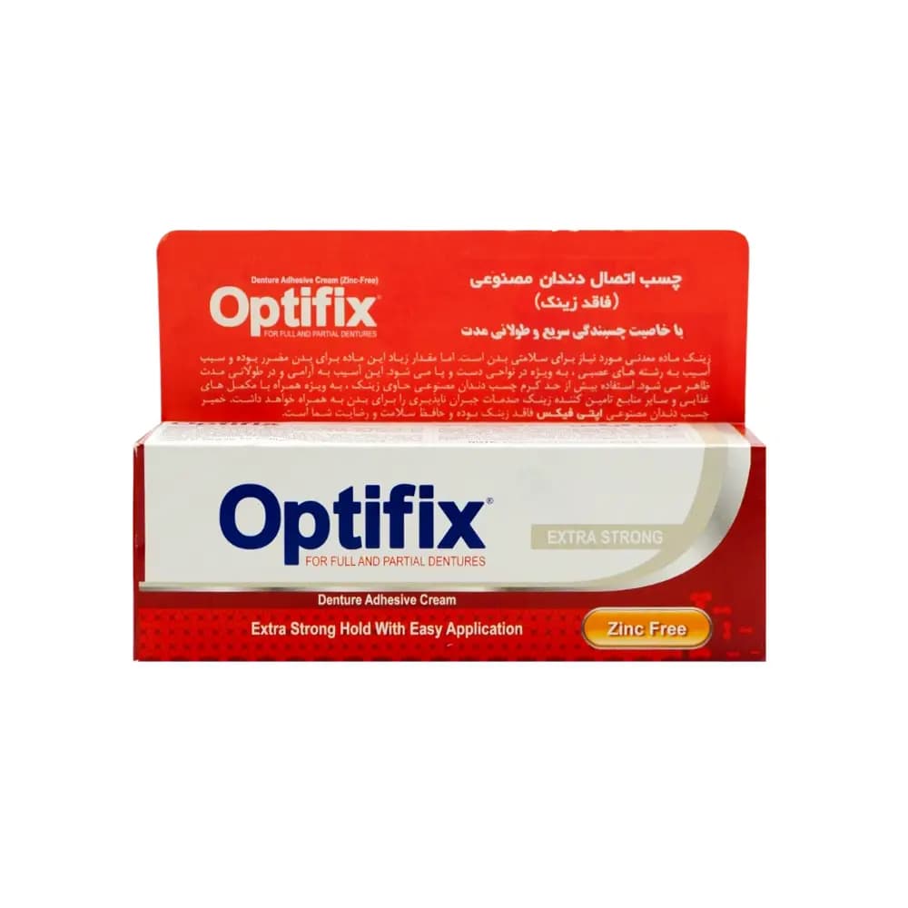 چسب دندان مصنوعی مدل Zinc Free اپتی فیکس | 60 گرم — تصویر ۲