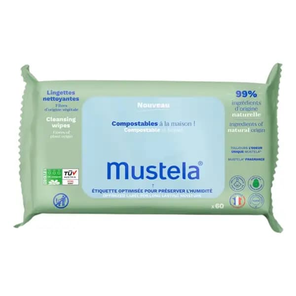 دستمال مرطوب پاك كننده کودک قابل كمپوست موستلا 60 عددی-MUSTELA — تصویر ۲