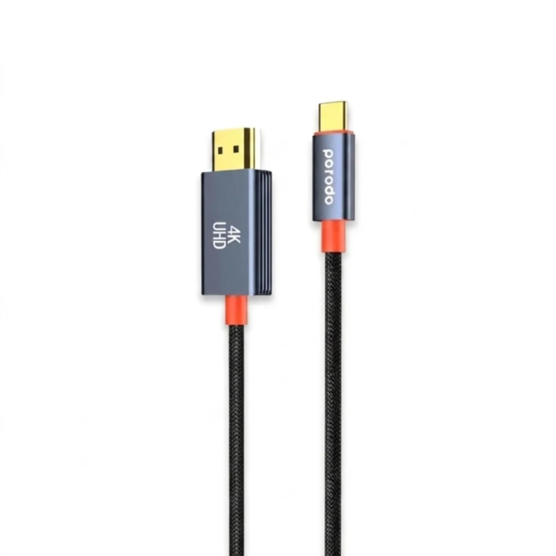 کابل Type-C به HDMI پرودو ۲ متری ۴K UHD بافتهشده — تصویر ۳