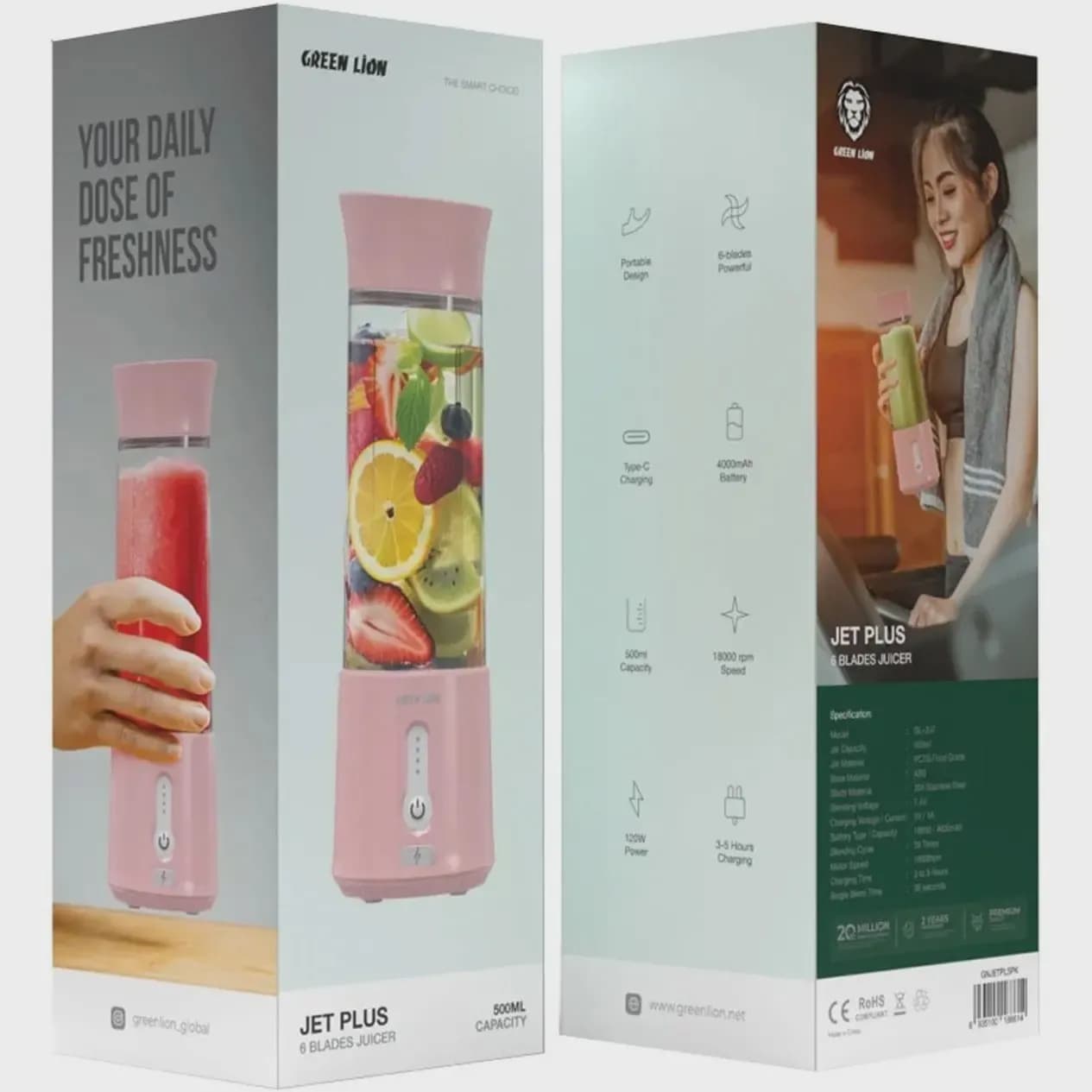 مخلوطکن شارژی Green Lion Jet Plus 6 Blades 500ml — تصویر ۶