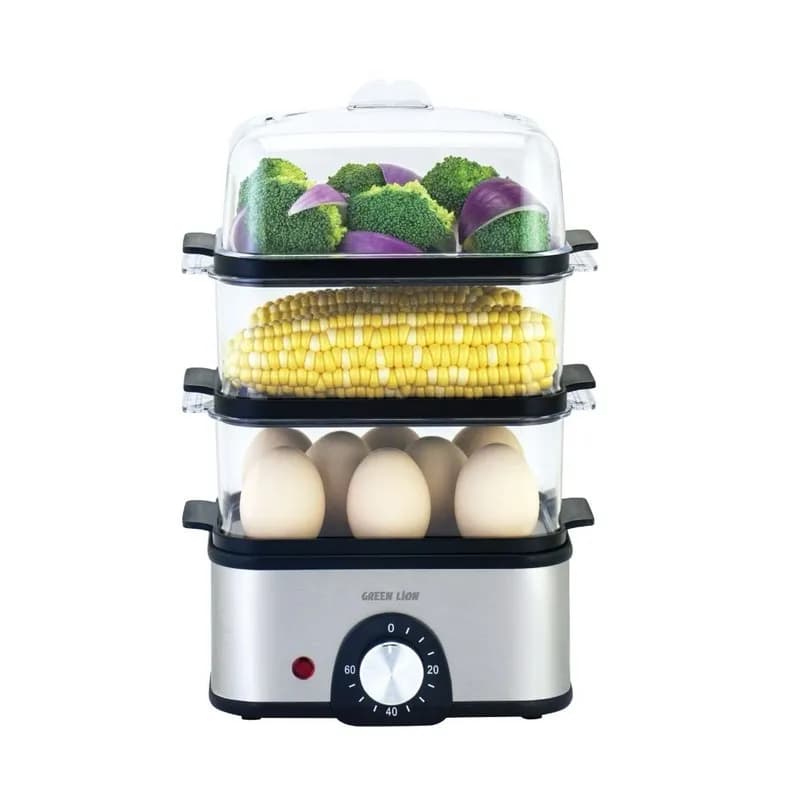 تخم مرغ پز و بخارپز سبزیجات 3 طبقه گرین لاین مدل tier-3 egg cooker — تصویر ۳