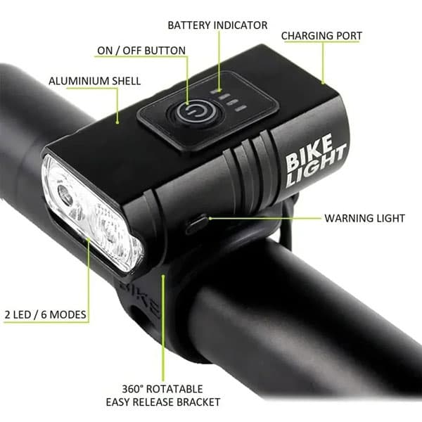 چراغ جلو دوچرخه مدل T6 LED — تصویر ۵