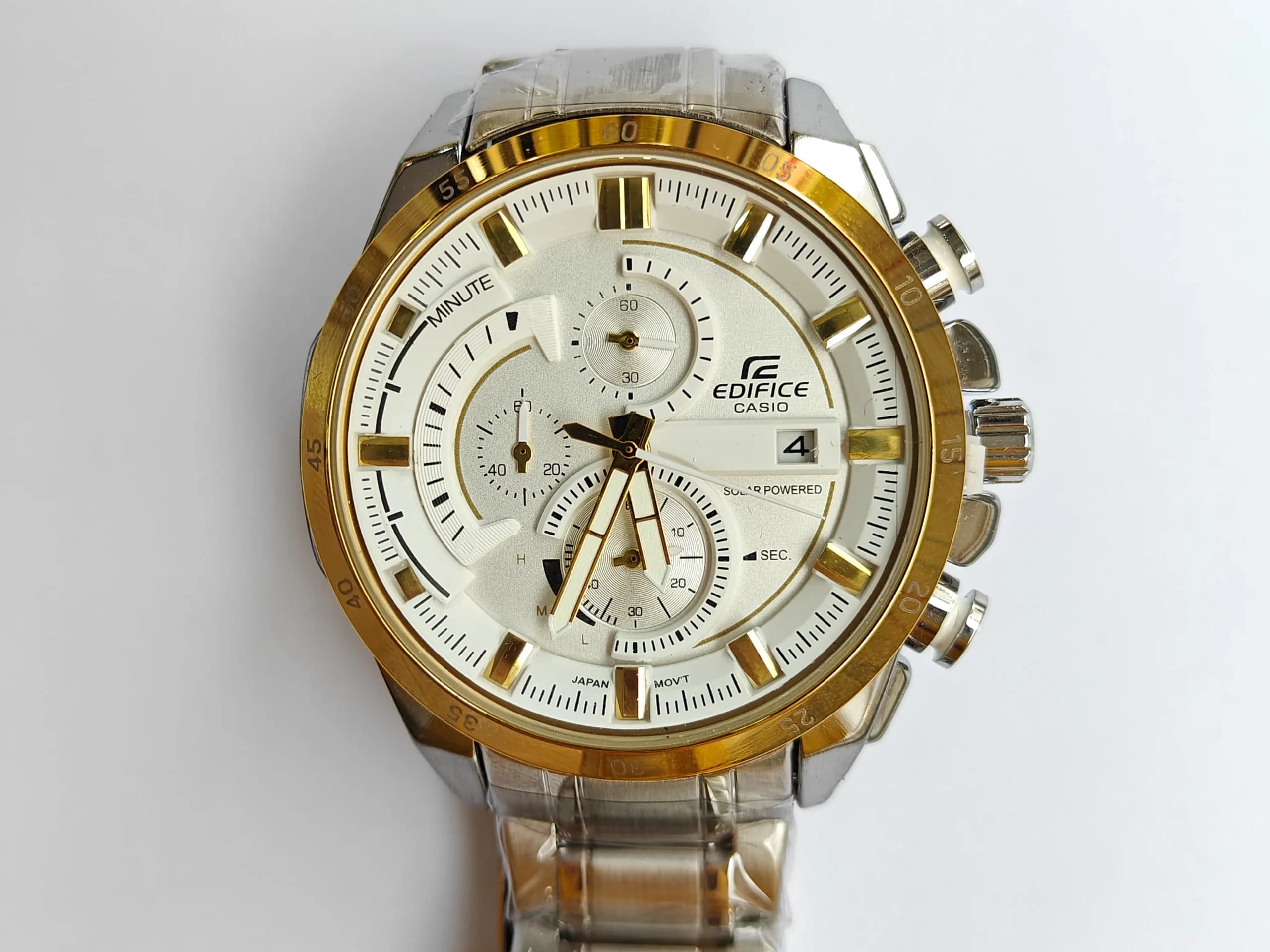 ساعت مردانه کاسیو CASIO سه موتوره مدل EDIFICE طلایی نقره ای