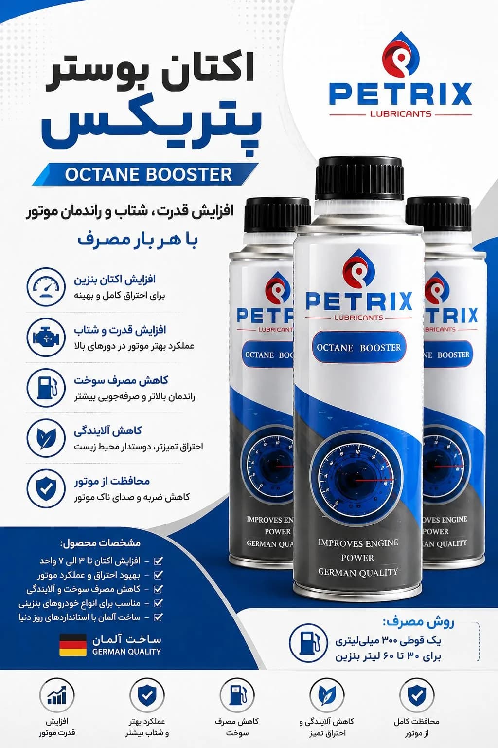 اکتان بوستر PETRIX 300ml ساخت آلمان — تصویر ۳