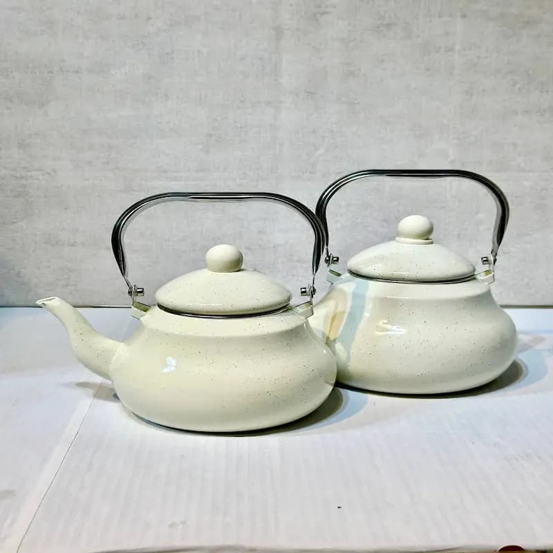 کتری لعابی دسته نقره ای — تصویر ۴