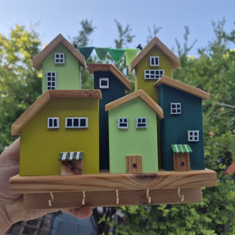 جاکلیدی دیواری چوبی مدل Village2 — تصویر ۶