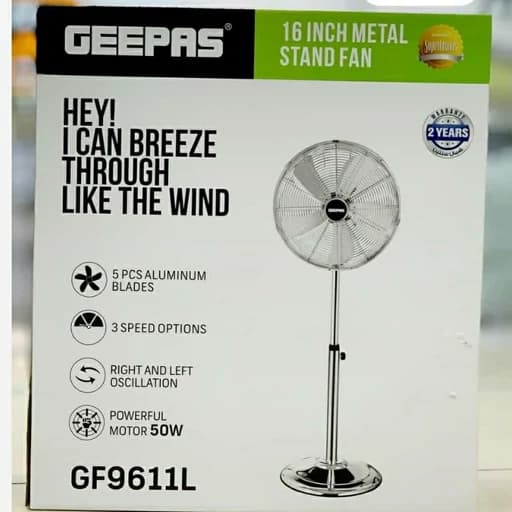 پنکه ایستاده جی پاس تمام استیل مدل GF9611L — تصویر ۳