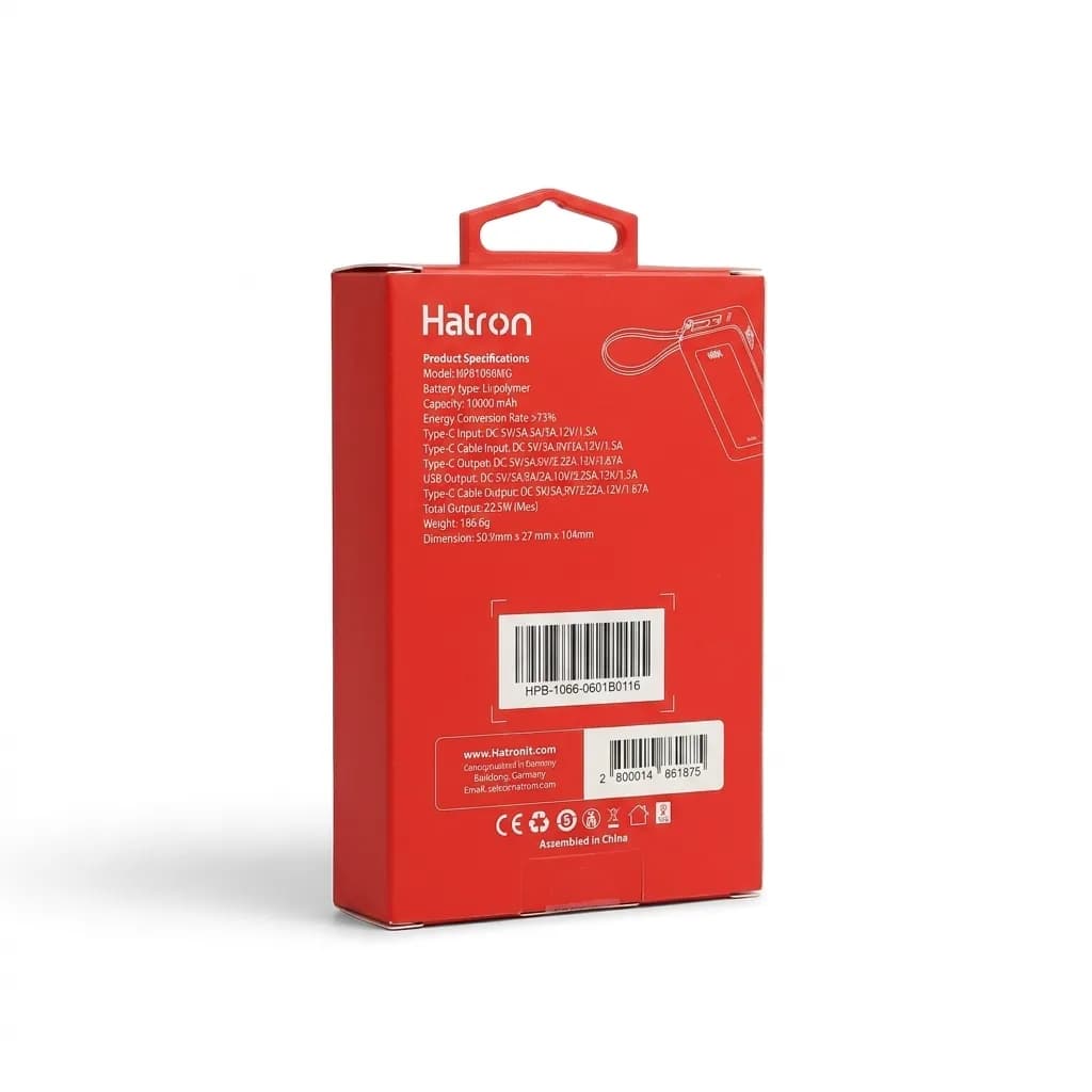پاوربانک 10000 میلی آمپر هترون 22.5 وات مدل HPB1066MG — تصویر ۳