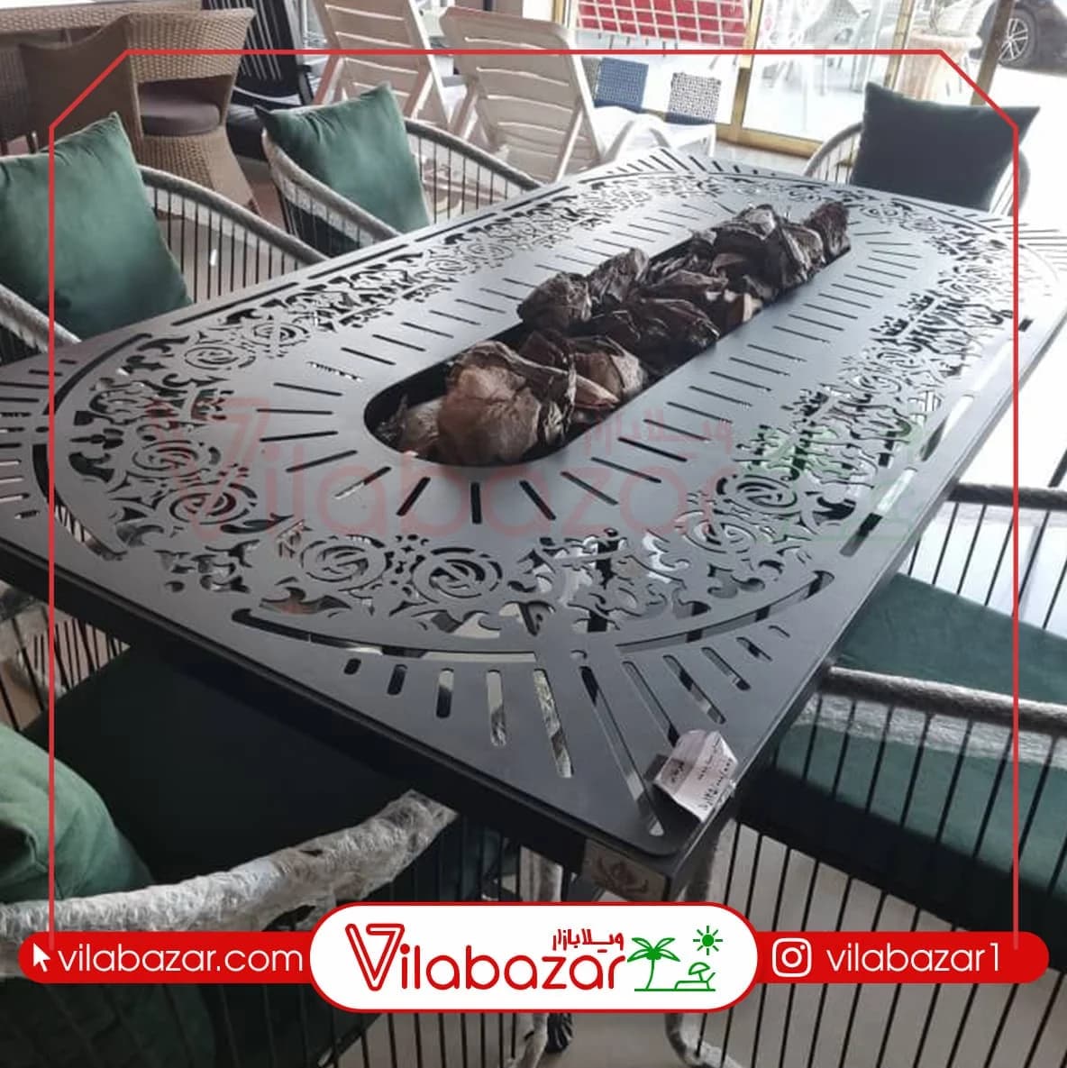 میز آتشدان گازی مستطیل فلزی — تصویر ۳