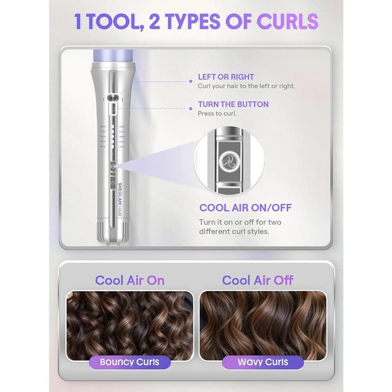 کرلی فر کننده مو بنفش مدل One Touch Airflow Styler Pro شیگلم — تصویر ۲