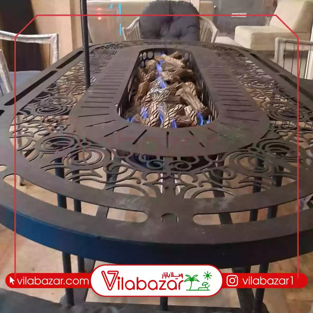 میز آتشکده گازی تمام فلز مدل بیضی — تصویر ۳