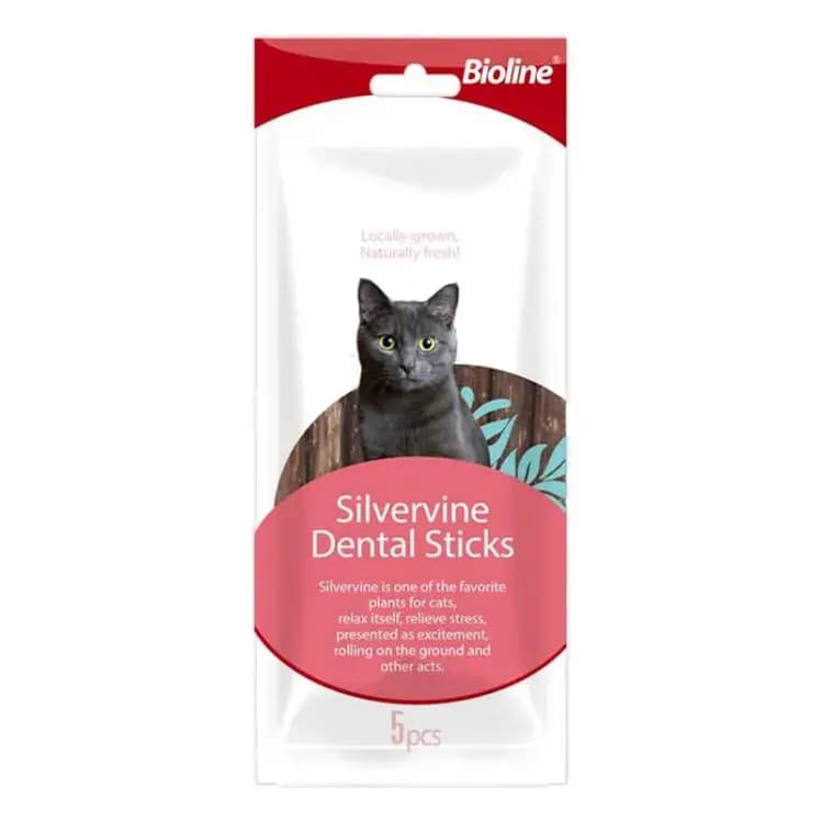 تشویقی دنتال گربه بایولاین مدل Silvervine Dental Sticks بسته 5 عددی