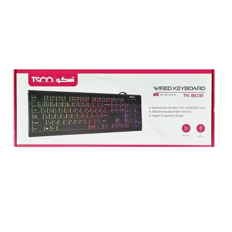 کیبورد گیمینگ تسکو مدل TK 8031، سوییچ ممبران، Full-Size، نورپردازی RGB — تصویر ۶