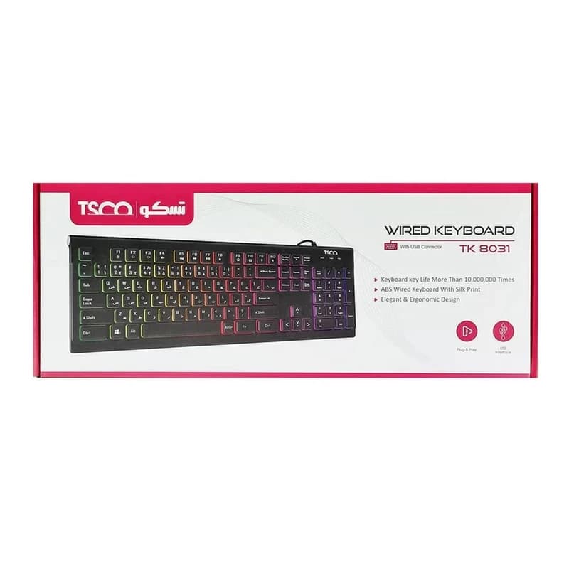 کیبورد گیمینگ تسکو مدل TK 8031، سوییچ ممبران، Full-Size، نورپردازی RGB — تصویر ۴
