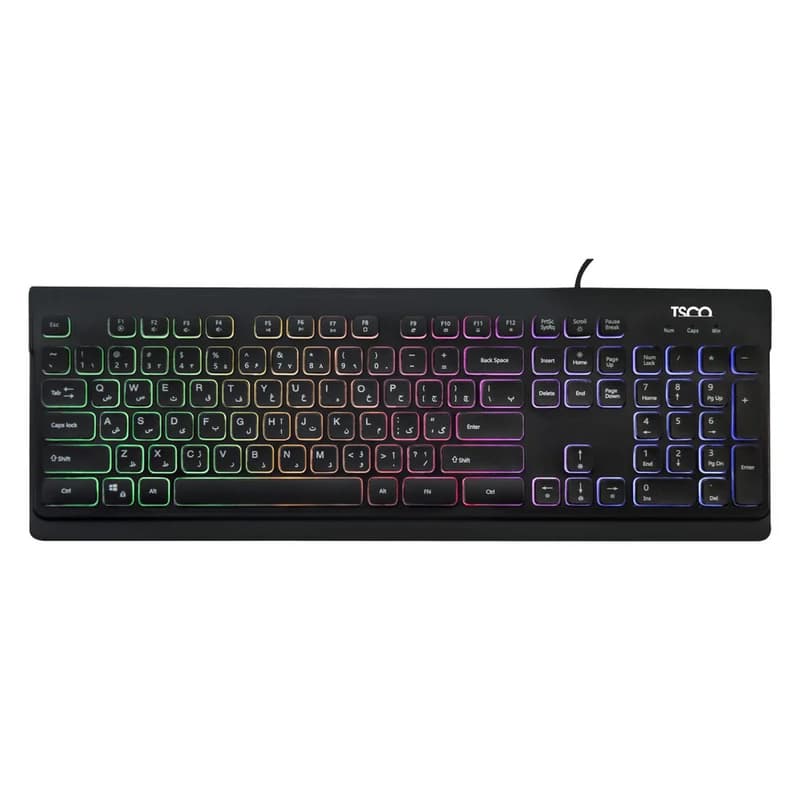 کیبورد گیمینگ تسکو مدل TK 8031، سوییچ ممبران، Full-Size، نورپردازی RGB