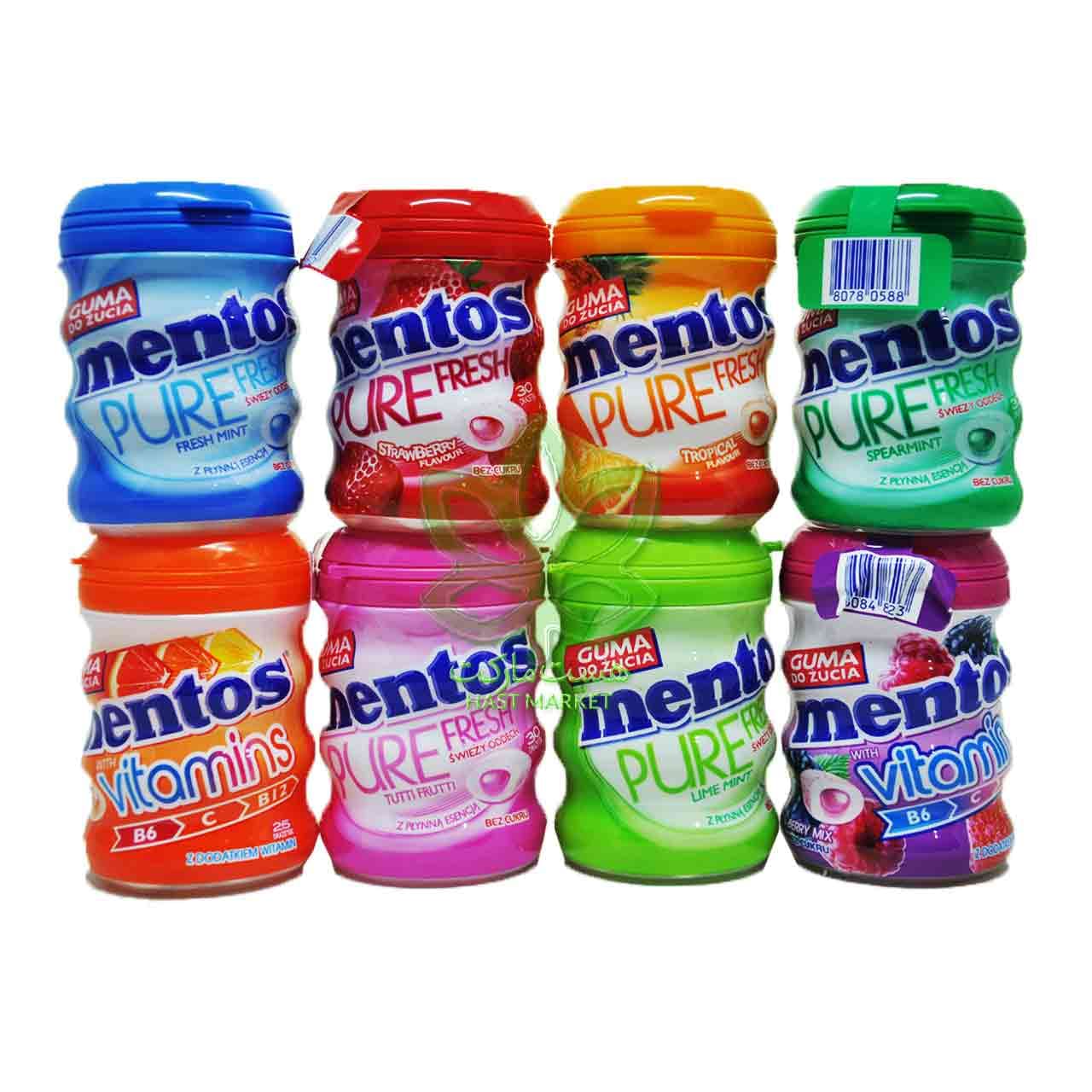 آدامس بادکنکی بدون شکر مغزدار 50 عدد منتوس – mentos — تصویر ۳