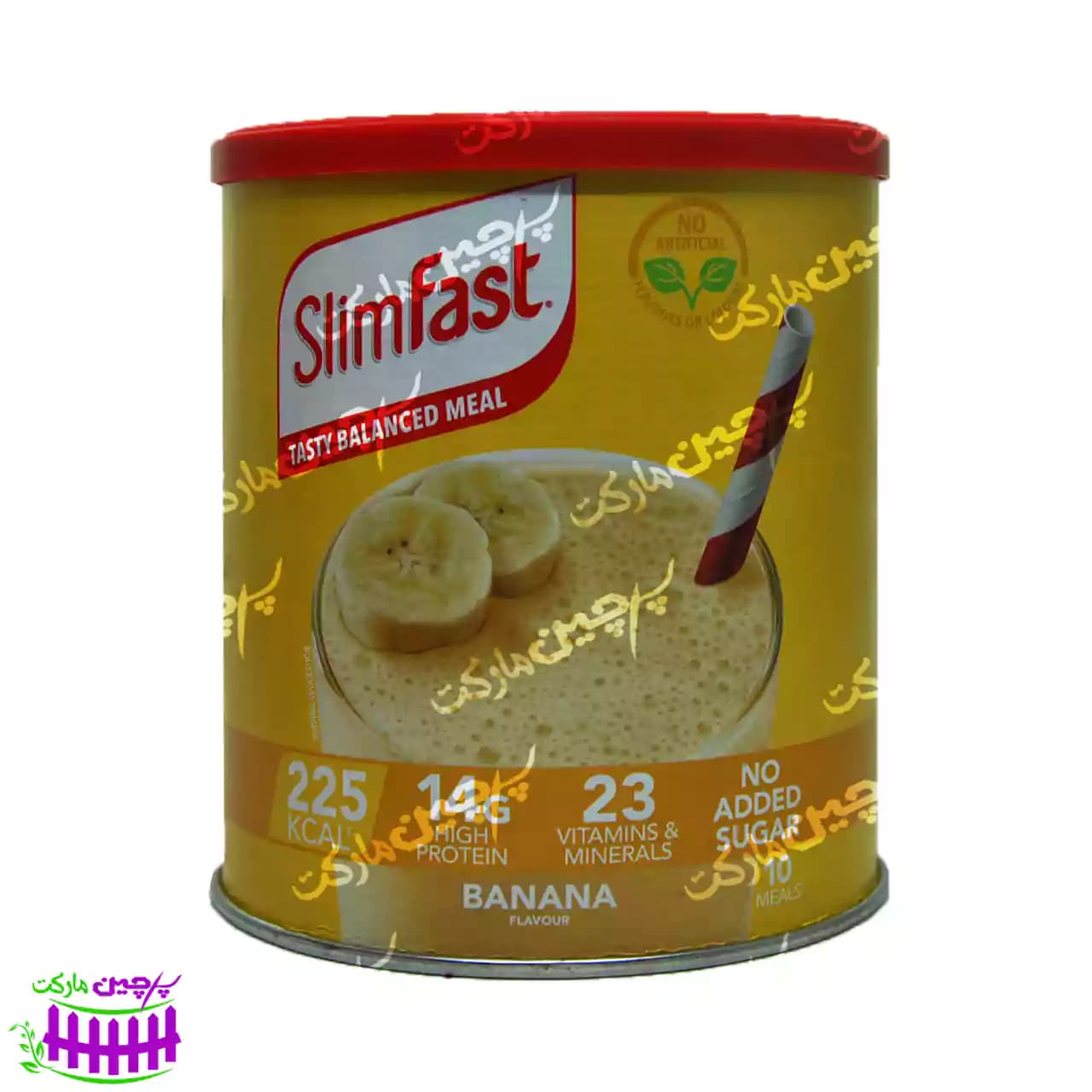 پودر پروتئین و ویتامینه اسلیم فست موزی بدون شکر 375 گرم – slimfast