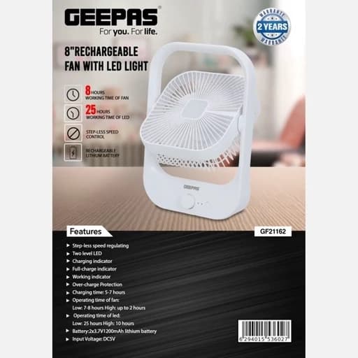 پنکه رومیزی شارژی جی پاس مدل GF21162 — تصویر ۲