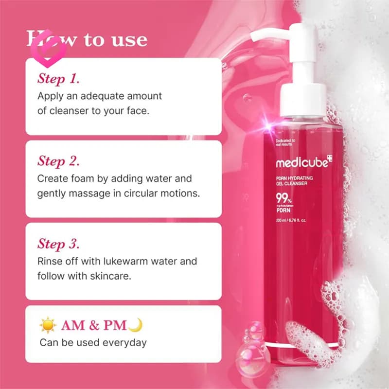 ژل شستشوی آبرسان مدیکیوب PDRN Pink Hydrating Gel Cleanser — تصویر ۴